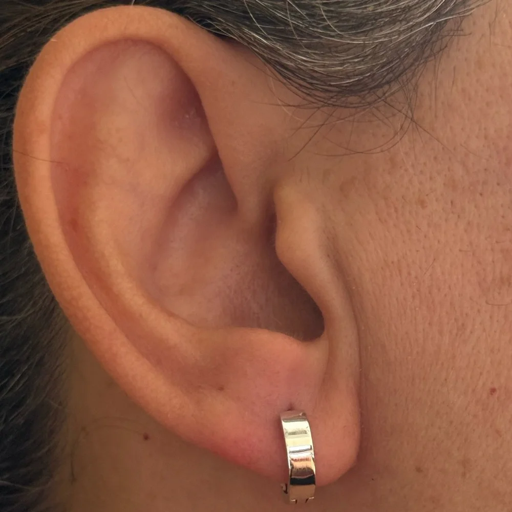 925 Silver 3mm wide earrings round hoops unisex